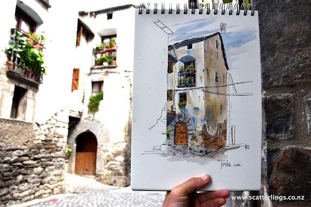 Torla, gateway to Ordesa National Park, Pyrenees, Spain.