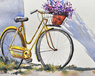 a yellow bicycle