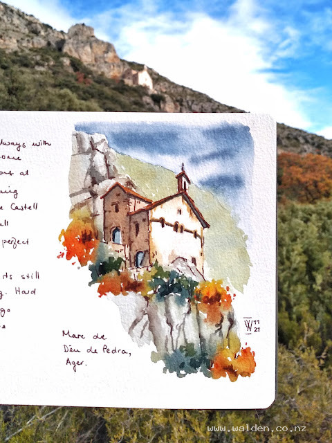 Precariously perched! Mare de Deu de Pedra, Ager.