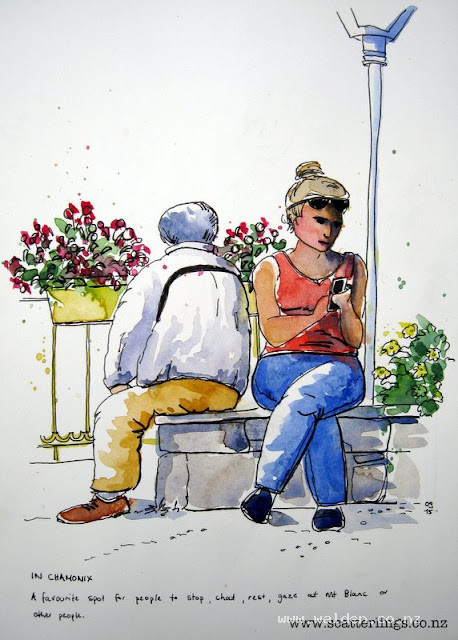 After several attempts at trying to sketch a nearby cafe that kept being obstructed bypeople, cars and motorbikes,I erased that sketch and just drew the people.