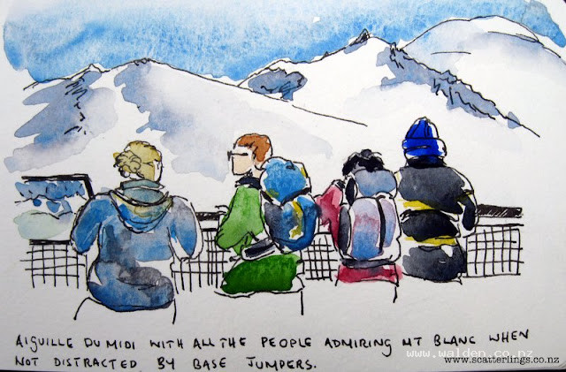 I went to watch David and friends BASE jump from Aiguille du Midi (3800m). We were last here 20 years ago, to climb Mont Blanc and I had forgotten just how amazing the view was.