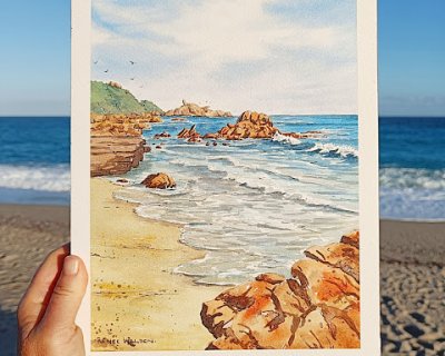 sardinia seascape - free step by step tutorial