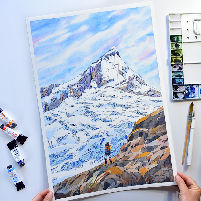 painting mt aspiring - step by step