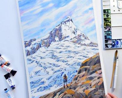 painting mt aspiring - step by step
