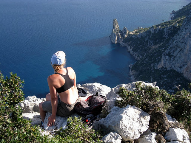 Pedra Longa from the top of Punta Giradilli. A very special place to make a BASE jump from, with landing on a beach by the sea.