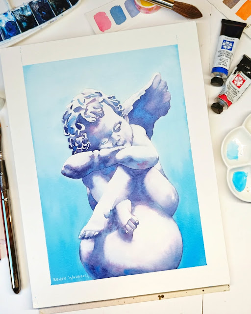 watercolour cherub