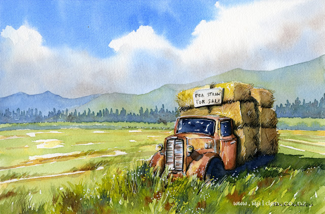 Rusty Truck - demo watercolour painting from live online class