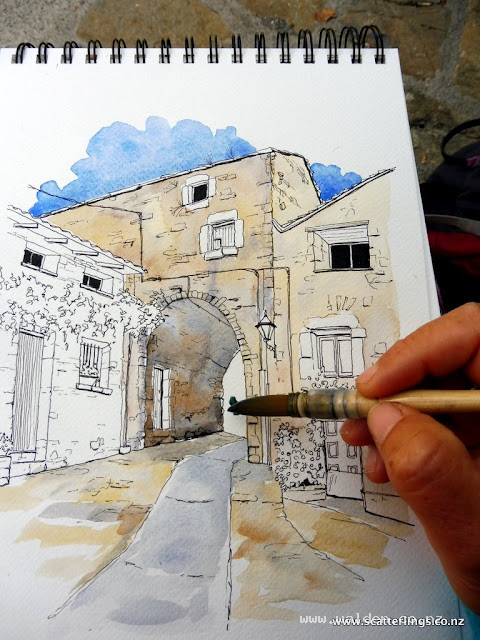 Watercolour first wash, wet-in-wet