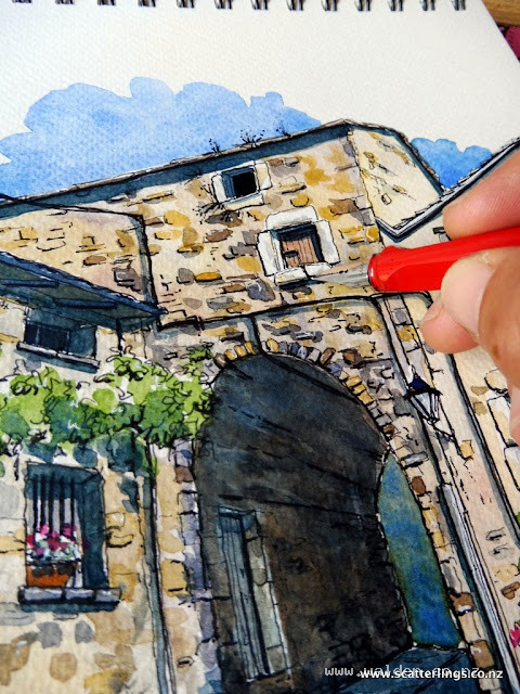 Strengthening shadow lines with broad nib