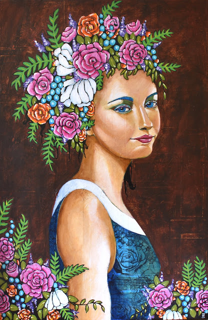 abundance : new mixed media portrait painting