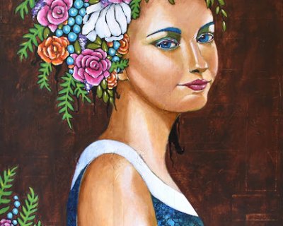 abundance : new mixed media portrait painting