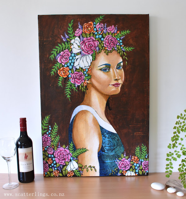 "Abundance" - portrait of a Mother Earth goddess with flowers