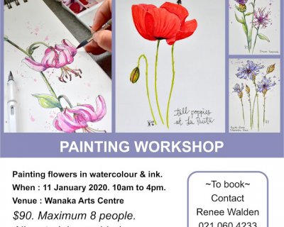 painting workshop : flowers in watercolour & ink