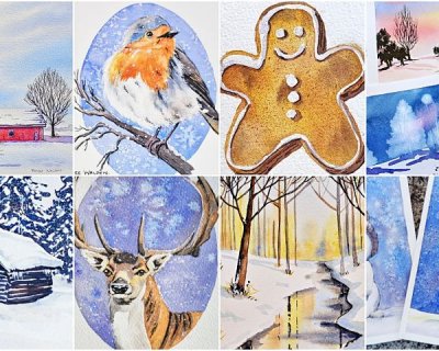 a festive watercolour collection for cards and quiet creative time