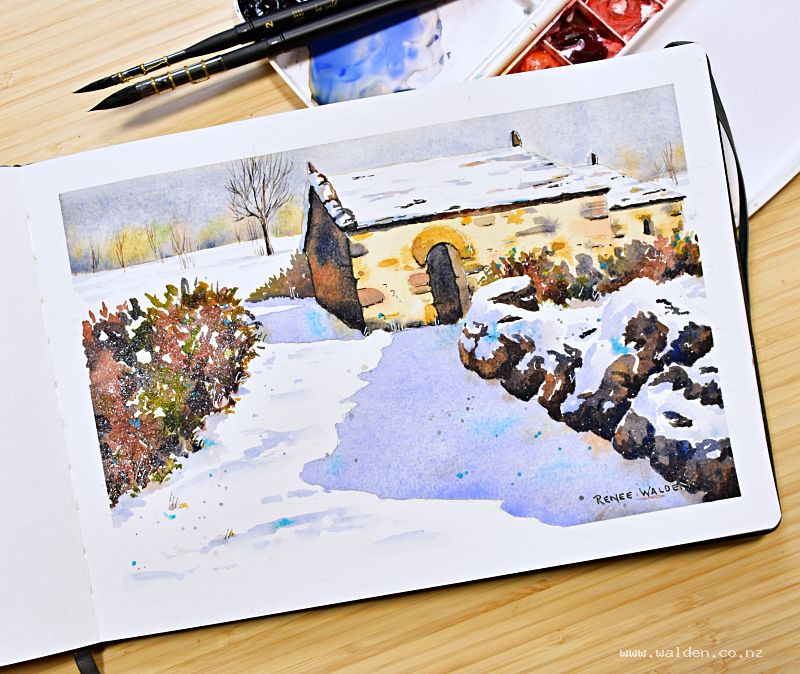 A snowy chapel in the Pyrenees, Spain