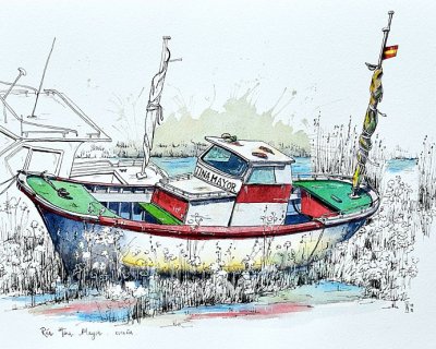 pen before the watercolour wash