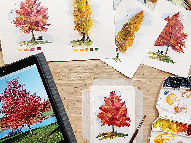 Practice paintings before filming a tutorial