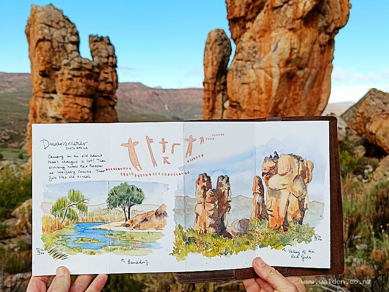 Watercolour sketch, Valley of the Red Gods