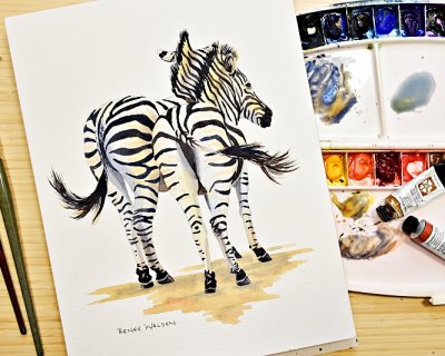 painting zebras in watercolour