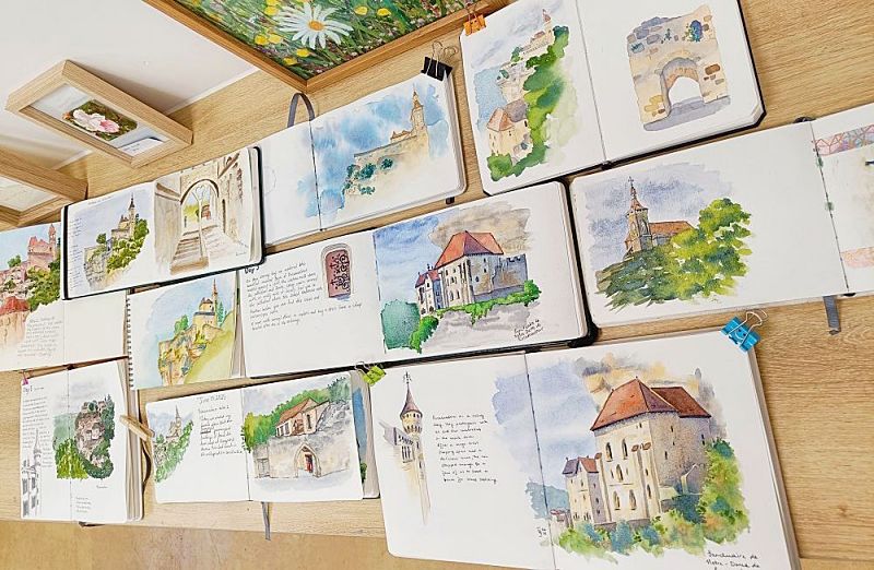 Student sketches of Rocamadour