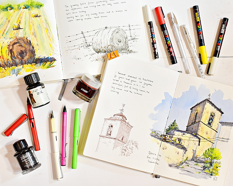 Pens and ink