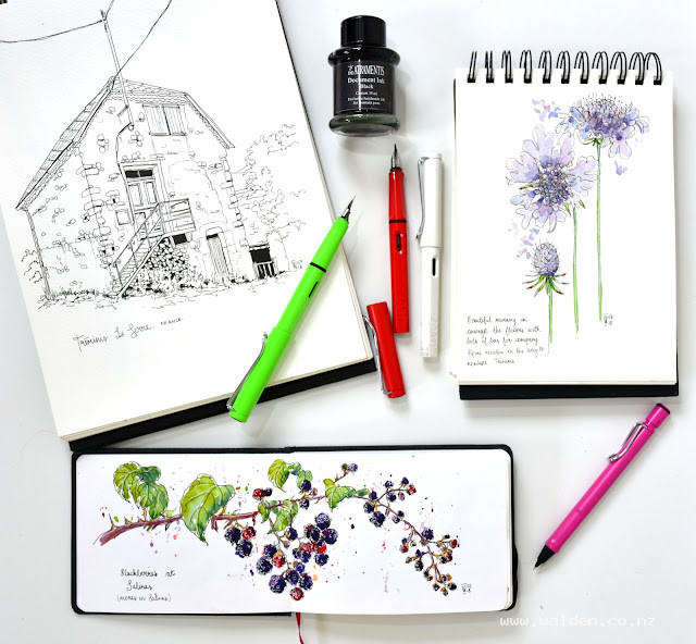 Pens and ink