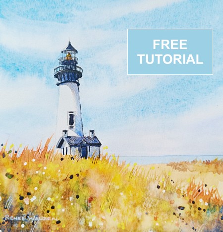 Free watercolour tutorial - paint a lighthouse