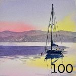 100. Yacht at sunrise