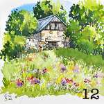 12. A barn in a field of summer wildflowers