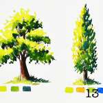 13. Mixing greens and painting summer trees
