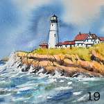19. A lighthouse with stormy sky