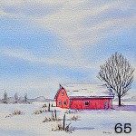 65. Snowy red barn
