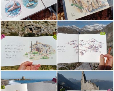 Lightweight sketching setup with coloured pencils