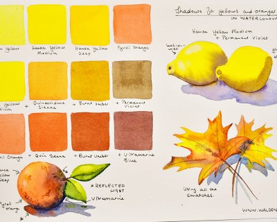 How to paint shadows for yellow and orange colours