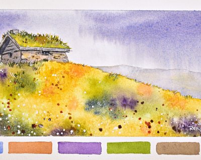 Grass-roofed cottage