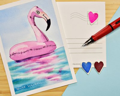 Floating flamingo