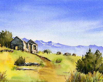 Ruined miner's hut, Welshtown, New Zealand