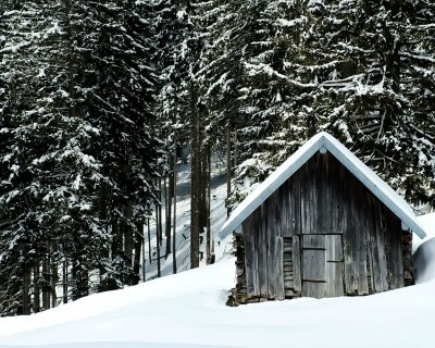 Snowy barn