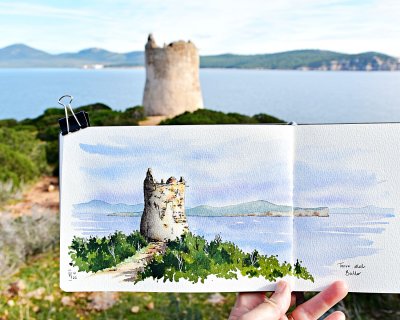 Historic coastal tower in Sardinia