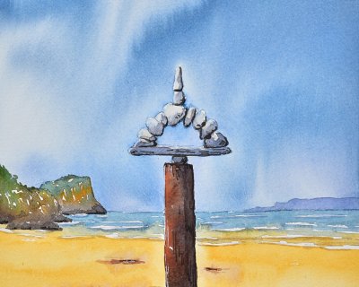 Beach rock sculpture